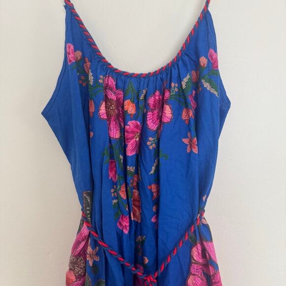 Farm Rio Blue Summer Fruit Scarf Lenzing Ecovero Euroflax Maxi Dress - Picture 3 of 9